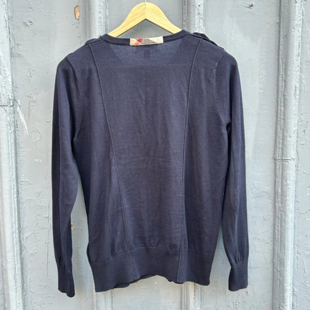 Burberry Navy Cotton Cardigan, size M - Picture 2 of 9